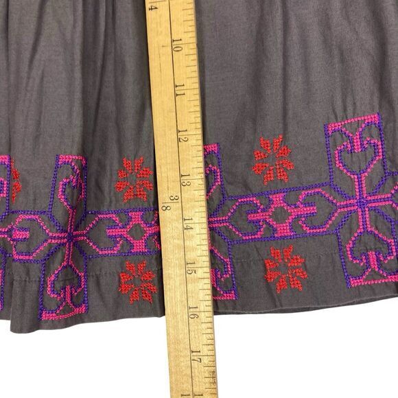 American Eagle Skater Skirt Women Large Gray Embroidered Elasticwaist Fall Skirt - Picture 7 of 8